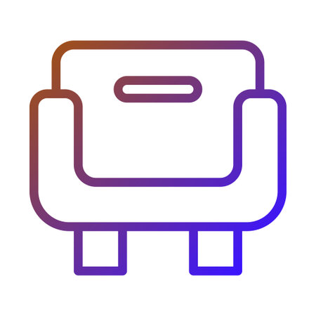 A minimalist couch icon with a stylish gradient color. Represents comfort and modern interior design in a simple graphic.のイラスト素材