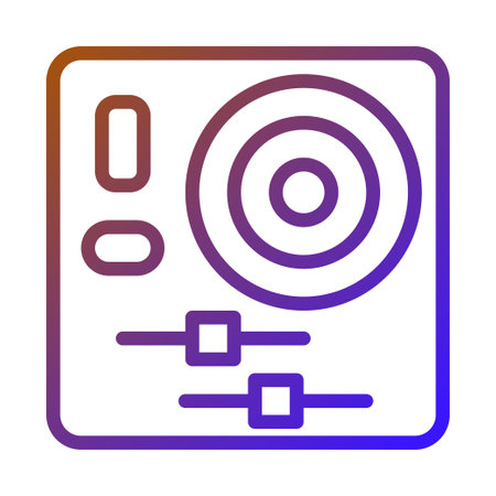 A modern gradient vector illustration of a DJ Turntable Console. Perfect for music, entertainment, and technology-related designs.のイラスト素材