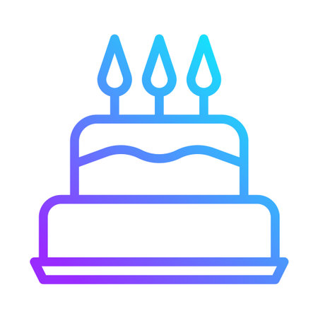 A minimal style gradient birthday cake with candles.