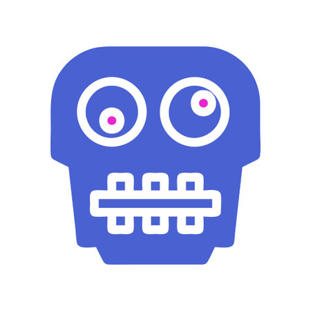 Funny robot face in cartoon style. Isolated vector illustration.のイラスト素材