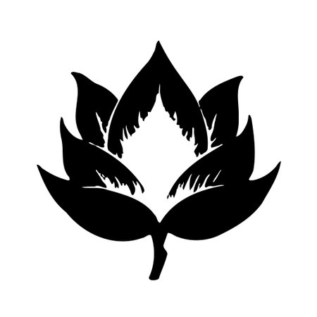A stylized black and white illustration of a leafy plant, suitable for various design projects.のイラスト素材
