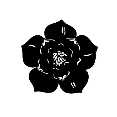 A minimalist black and white flower illustration. Perfect for designs needing a simple floral touch.のイラスト素材