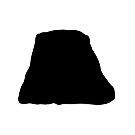 A black mountain silhouette on a white background. Simple monochrome mountain vector for travel, adventure themes. Great for logos, templates or backgrounds.のイラスト素材