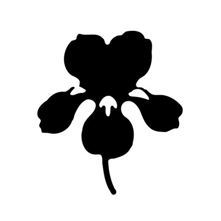 Simple iris flower silhouette on a white background. Use for designs, patterns, or art projects.のイラスト素材