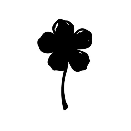 A minimalist design of a four leaf clover. Perfect for St. Patrick's Day themes and lucky designs.のイラスト素材