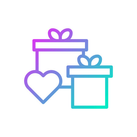 Gradient gift boxes icon vector design with a heart. Perfect for holiday, birthday or other special occasions.のイラスト素材
