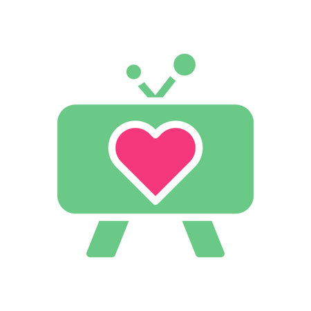 Retro style television with heart symbol on screen, a vector illustration for media and graphic design.のイラスト素材