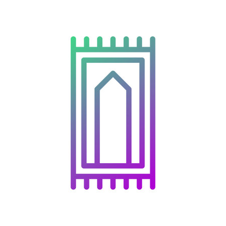 An elegant, minimalist icon of a prayer rug featuring a smooth gradient design. Perfect for Islamic themes and cultural projects.のイラスト素材