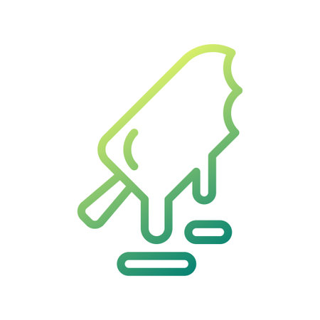 Vector illustration of melting ice cream bar outline icon. Perfect for summer designs and sweet treats promotions.のイラスト素材