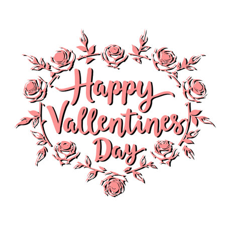 Celebrate Vallentines Day with a flourish! This floral design brings a touch of vintage elegance to your holiday greetings and invitations.のイラスト素材