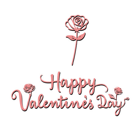 A delicate pink Valentine's Day design with floral and script elements creating an elegant and festive greeting for the holiday.のイラスト素材