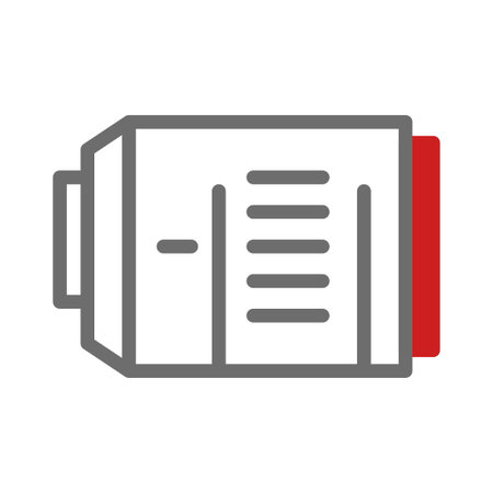 A schematic of projection device. The device is rendered in grey and red on a clean white backdrop, conveying information.のイラスト素材