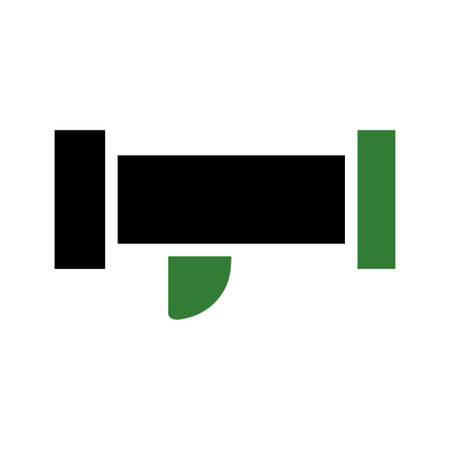 A minimalist geometric illustration of a doorway, rendered in black and green. Perfect for architectural visualizations, interior design mockups, or graphic projects symbolizing entry.のイラスト素材