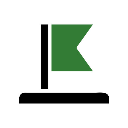 A minimalist, symbolic green flag graphic. Clean vector for maps, goals, or achievements.のイラスト素材