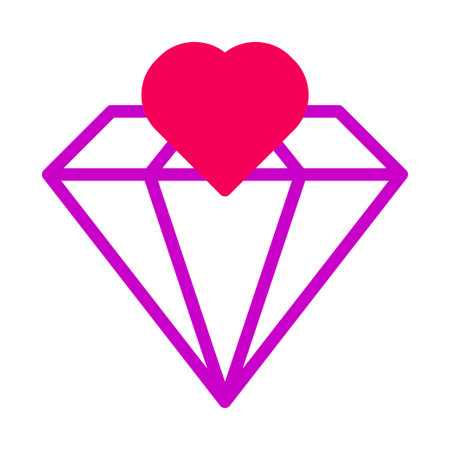 A graphic icon featuring a magenta heart atop a diamond shape. Symbolizes love, valuable connections, and cherished sentiments in a clean, modern design.のイラスト素材