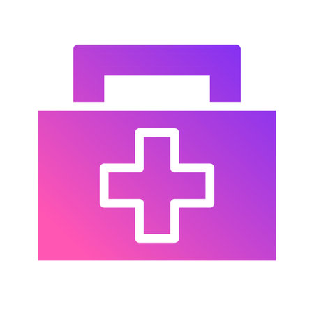 A simple gradient icon of a first aid kit, conveying healthcare, emergency, and medical assistance.のイラスト素材