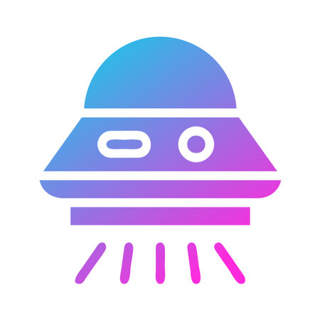 A gradient UFO icon, symbolizing space exploration, science, and technology. Perfect for futuristic and innovative designs.のイラスト素材