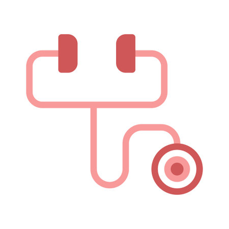 A minimalist, pink stethoscope icon for health and wellness concepts. Perfect for medical websites and applications.のイラスト素材