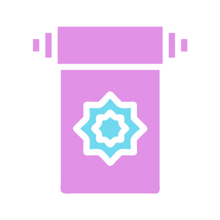 A minimalist icon of a prayer rug in soft pastel colors. Suitable for Islamic themed designs.のイラスト素材