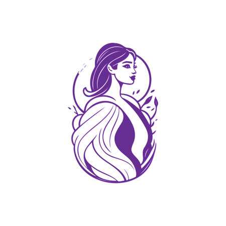 A minimalist and elegant vector illustration of a beautiful woman in violet color, showcasing modern design and artistic style.のイラスト素材