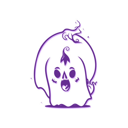 A charming ghost character with pumpkin design for Halloween. Vector art.のイラスト素材