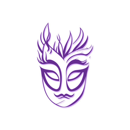 Elegant line art mask isolated on white background. Perfect for masquerade, carnival, or elegant designs.のイラスト素材