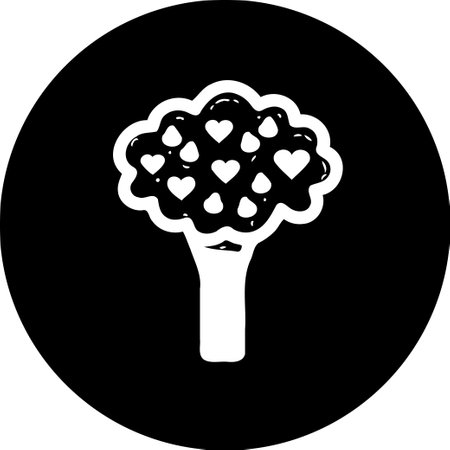A tree with heart-shaped leaves, rendered in a simple black and white style. This icon is perfect for expressing love and nature.のイラスト素材