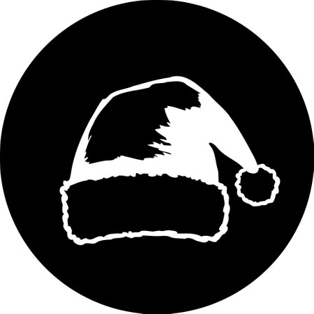 A white Santa hat silhouette on a black background. Perfect for holiday designs and festive themes.のイラスト素材