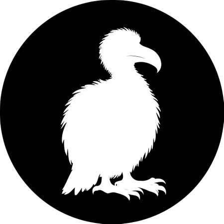 A white silhouette of a dodo bird on a black background. Great for designs about extinct animals, history, or conservation efforts.のイラスト素材