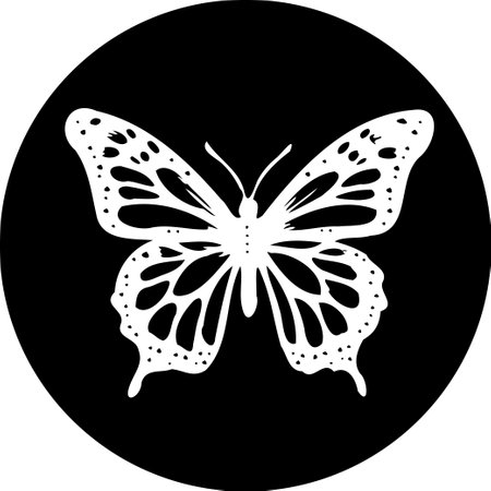 A butterfly silhouette on a black background, great for design templatesのイラスト素材