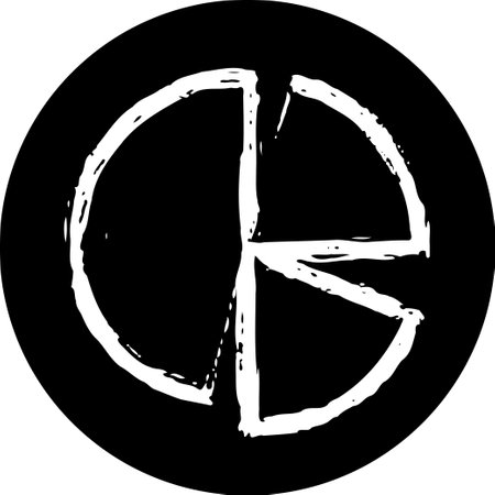 Grunge style pie chart in black circle shape. Vector illustration.のイラスト素材