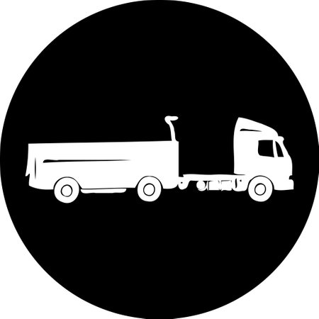 A black and white trucking icon with a clean, minimalist style.のイラスト素材