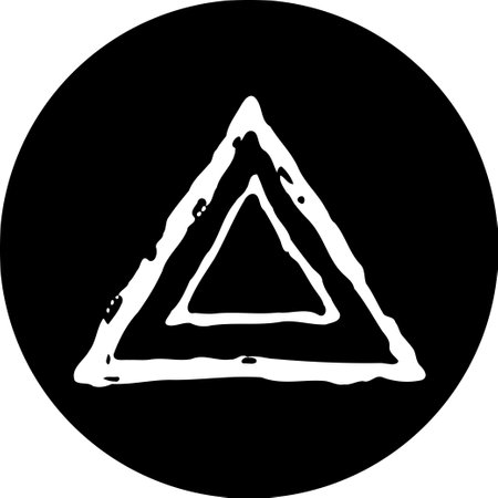 A minimalistic abstract triangle design on a black circular background. Perfect for adding a modern touch to any project.のイラスト素材