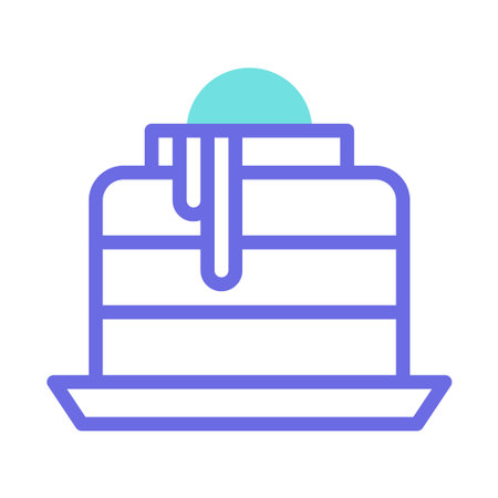 An icon of a cake slice with blue ice cream on top. Perfect for menus and other design projects.