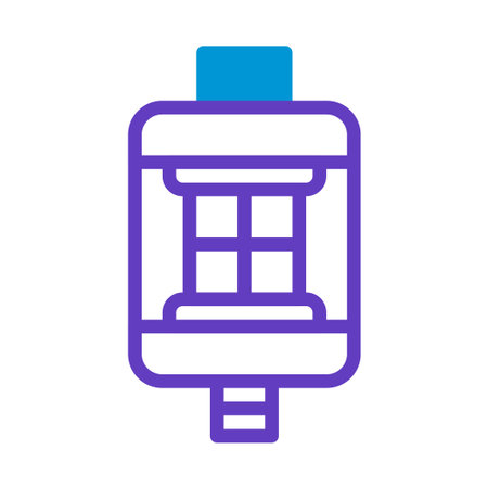 A modern line icon design of a water filter. Symbolizes clean water technology, water purification...