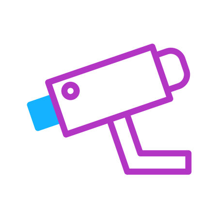 A surveillance camera icon illustrates security, control and safety in vector format.