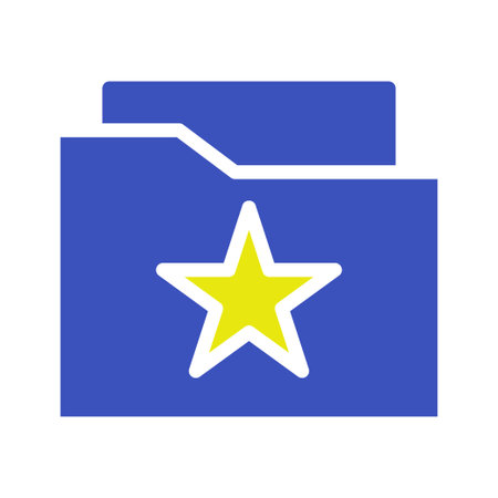 A starred folder icon, representing a favorite or important document, archive, or data file. Vector graphic, perfect for web or app design.のイラスト素材