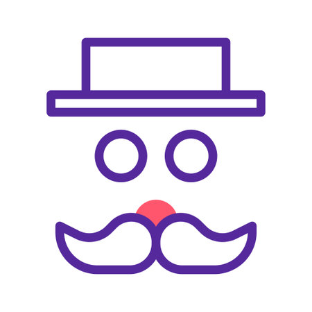 An iconic representation of a man, featuring a hat and mustache. This simple design captures a retro, vintage style.のイラスト素材
