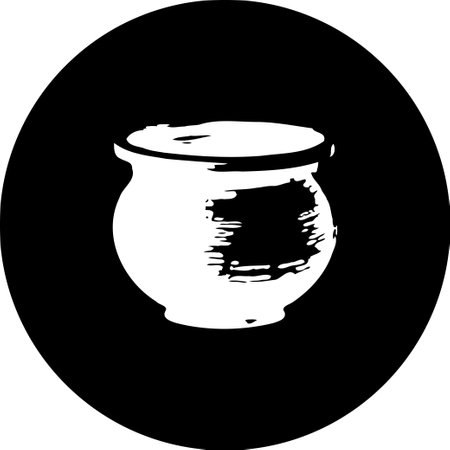 Monochrome artistic rendering of a ceramic pot in a modern design.のイラスト素材