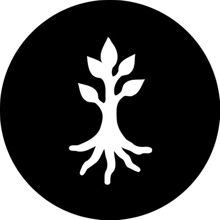 A stylized depiction of a tree with roots and leaves, a symbol of growth and connection to nature.のイラスト素材