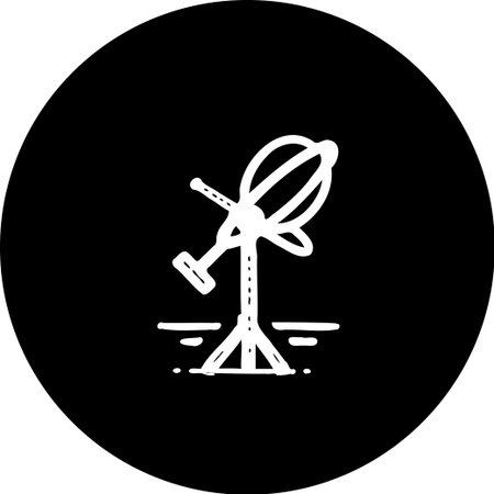 Hand-drawn doodle icon of a concrete mixer on black background