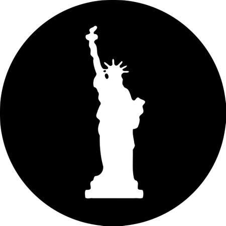Monochromatic illustration of the Statue of Liberty, a timeless symbol of freedom and national pride.のイラスト素材