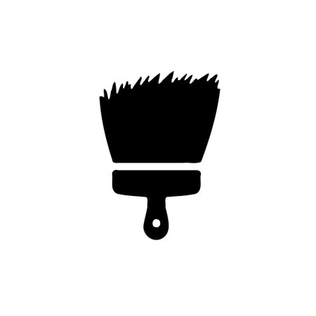 A minimalist vector art, depicting a black paintbrush isolated on white. Great for graphic design projects and creative art and related work.のイラスト素材