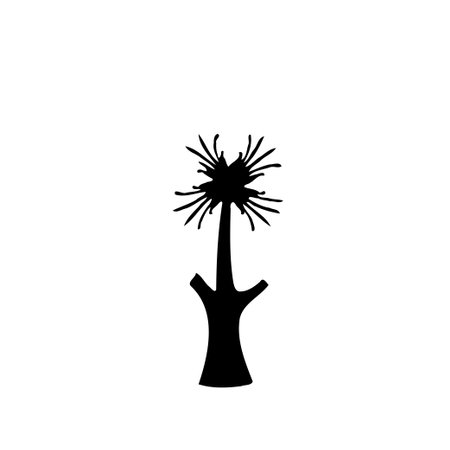 An isolated, minimal silhouette of an exotic tree. Ideal for botanical projects needing a simple, graphic design with natural appeal.のイラスト素材