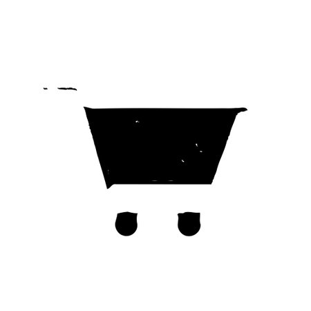 A stark and minimalist black and white illustration of a shopping cart icon. Ideal for retail and e-commerce themes.のイラスト素材