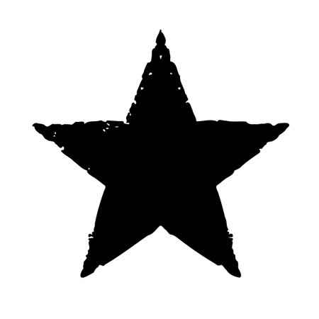 A black distressed star shape against a white background, perfect as a design element for projects needing a touch of rough artistic flair.のイラスト素材