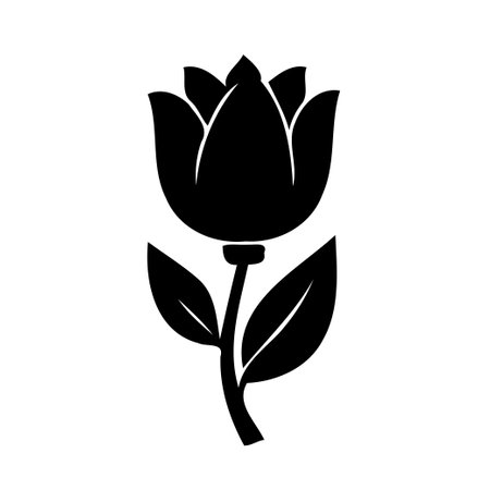 A simple yet elegant floral silhouette design element. Perfect for adding a touch of nature and beauty to any creative project.のイラスト素材
