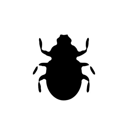 Isolated black silhouette of a scarab beetle on a white background. An illustration can be used for biology, science or design purposes.のイラスト素材