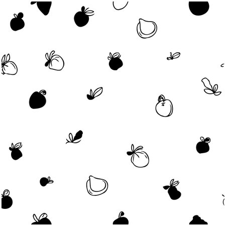 Seamless vector pattern of hand-drawn fruits, simple background for textile, wallpaper, scrapbook....