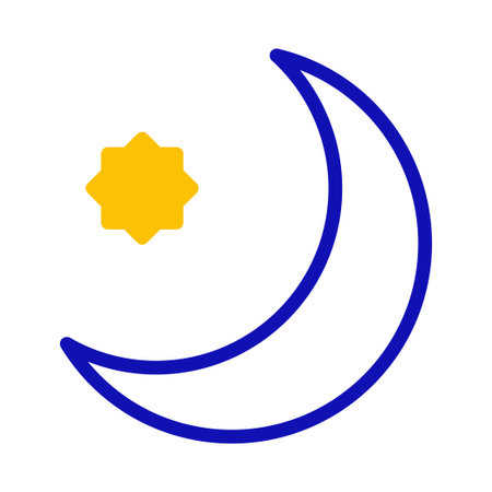 A simple and elegant graphic illustration showcasing a crescent moon paired with a star. Ideal for designs needing a touch of night sky elements or mystical ambiance.のイラスト素材